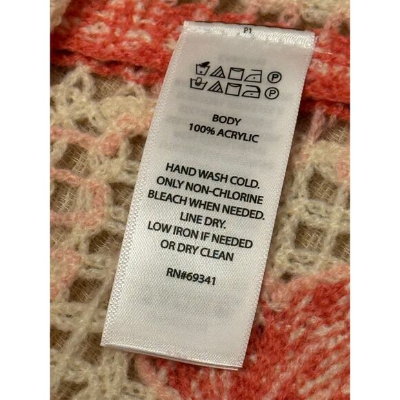 NWT House of Harlow Nicole Richie Pink White Bow Crochet Poncho Sweater Fringe - Picture 8 of 11